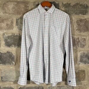 Johnnie-O Performance‎ Shirt Medium Plaid Golf Resort Button Down Long Sleeve
